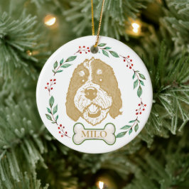 Ornamento De Cerâmica Desenho Mão Personalizado Do Cão De Bernedoodle