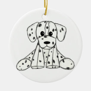 Ornamento De Cerâmica Desenho simples de um cão dalmata de pelúcia em pr