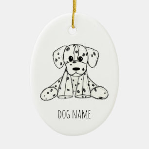 Ornamento De Cerâmica Desenho simples de um cão dalmata de pelúcia em pr