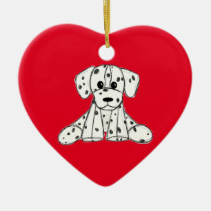 Ornamento De Cerâmica Desenho simples de um cão dalmata de pelúcia em pr