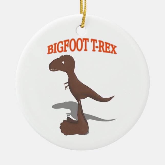Ornamento De Cerâmica Desenho T-Rex Bigfoot (Frente)