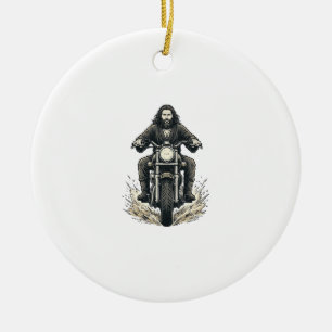 Ornamento De Cerâmica Desenho Vetorial de Motociclista com Gravação Anti