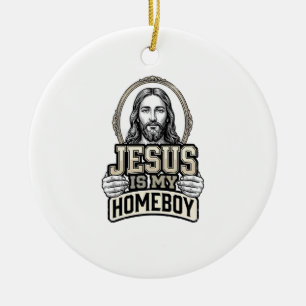 Ornamento De Cerâmica Desenho Vetorial Gravado Vintage Jesus É Meu Amigo