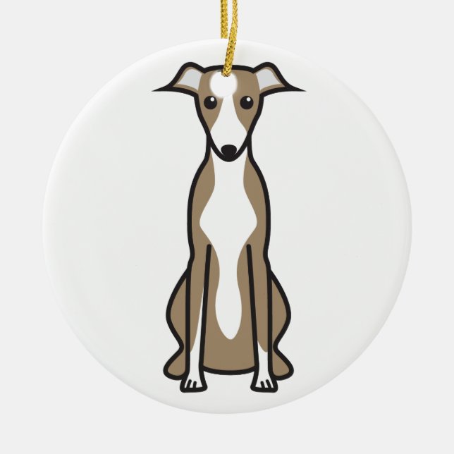 Ornamento De Cerâmica Desenhos animados do cão de Whippet (Frente)
