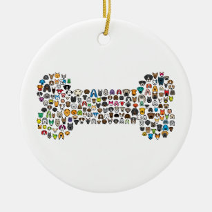 Ornamento De Cerâmica Desenhos animados do cão do OSSO