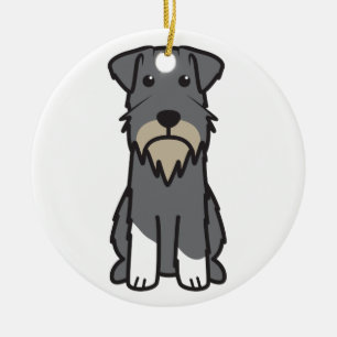 Ornamento De Cerâmica Desenhos animados do cão do Schnauzer diminuto