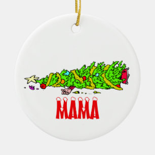 Ornamento De Cerâmica Desenhos animados engraçados da árvore de Natal