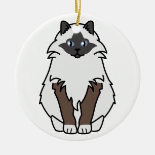 Ornamento De Cerâmica Desenhos animados sagrados do gato de Birman