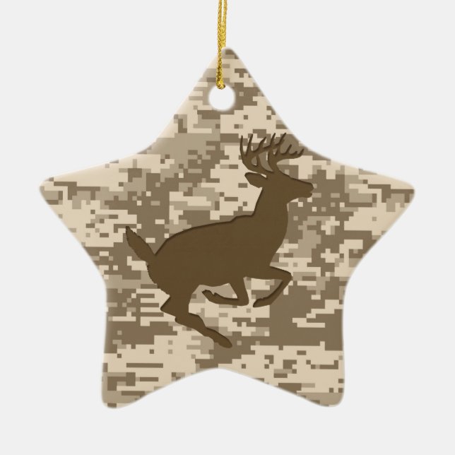 Ornamento De Cerâmica Desert Beige Digital Camouflage Deer Camo Patterno (Frente)