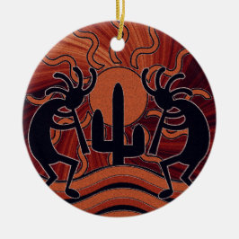 Ornamento De Cerâmica Desert Sun Cactus Kokopelli Decor Sudoeste