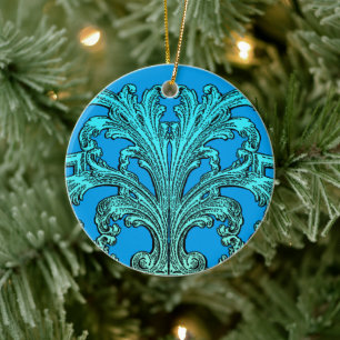 Ornamento De Cerâmica Design Azul de Ombre Ombre de Vintagem Única