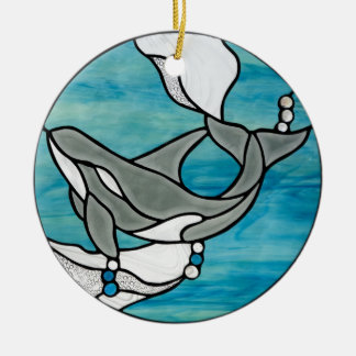 Ornamento De Cerâmica Design da arte do vitral da baleia da orca