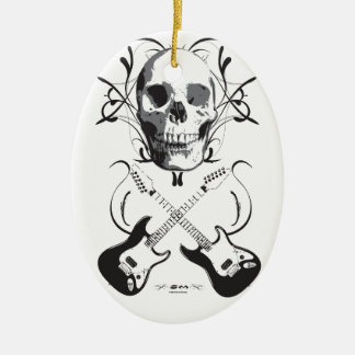 Ornamento De Cerâmica Design da guitarra e do crânio