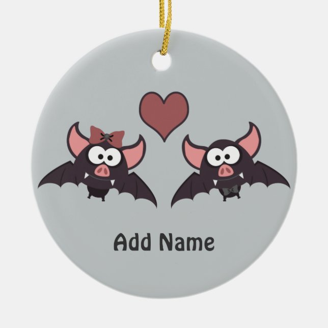 Ornamento De Cerâmica Design de Amor Bat Cute (Frente)