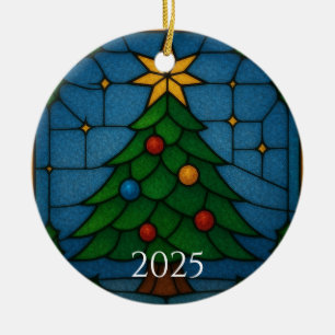 Ornamento De Cerâmica Design de árvore de Natal em vidro colorido estilo