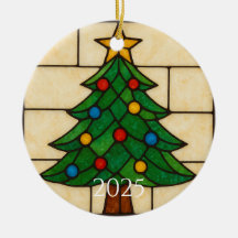 Design de árvore de Natal em vidro colorido estilo