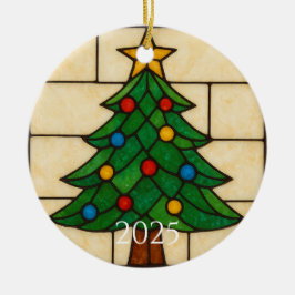 Ornamento De Cerâmica Design de árvore de Natal em vidro colorido estilo