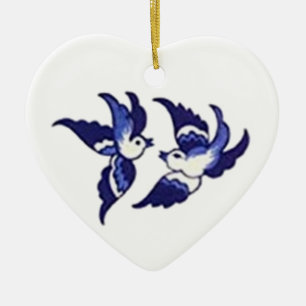 Ornamento De Cerâmica Design de Ave Azul Clássico