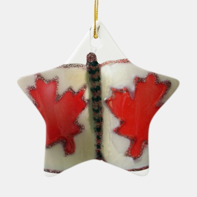 Ornamento De Cerâmica Design de Borboleta de Bandeira Canadiana (Frente)