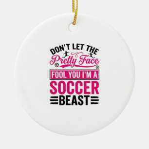 Ornamento De Cerâmica Design de Camisa Vintage Pretty Face Soccer Beast_