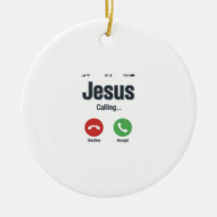 Ornamento De Cerâmica Design de Camiseta Cristã Jesus Chamando Tela de T