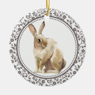 Ornamento De Cerâmica Design de coelho de Páscoa personalizado