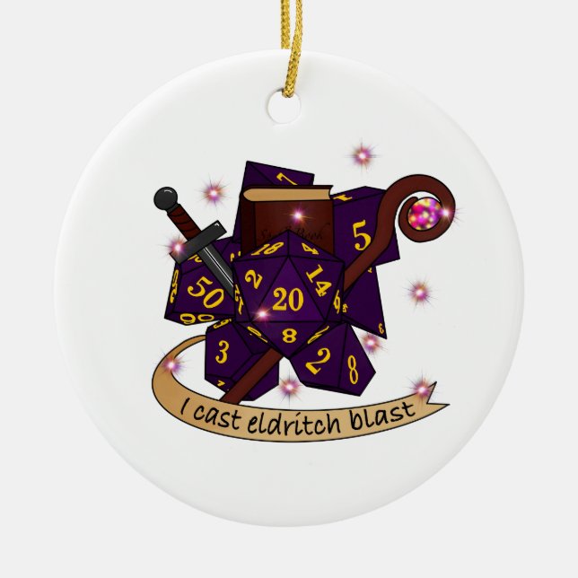 Ornamento De Cerâmica Design de Dice de Warlock (Frente)