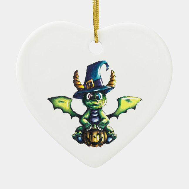 Ornamento De Cerâmica Design de Dragão de Halloween (Frente)