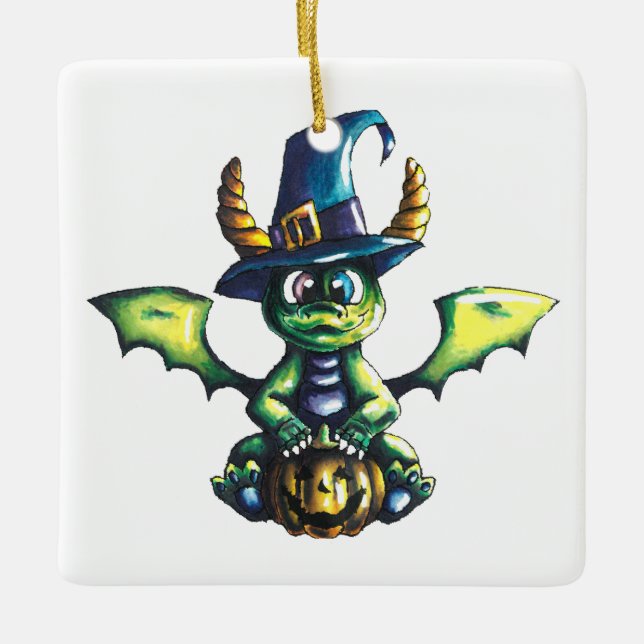Ornamento De Cerâmica Design de Dragão de Halloween (Frente)