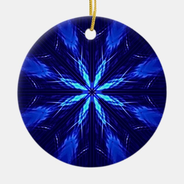 Ornamento De Cerâmica Design de Estrela Azul (Frente)