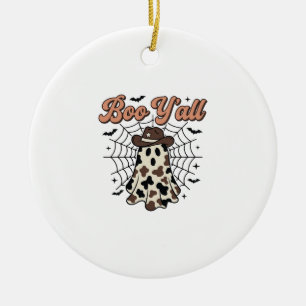 Ornamento De Cerâmica Design de Fantasma Ocidental de Halloween Boo Yall