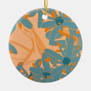 Ornamento De Cerâmica Design de Folha Contemporâneo em Pêssego