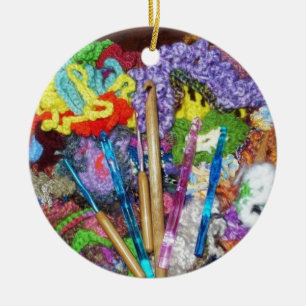 Ornamento De Cerâmica Design de forma livre original do Crochet & da