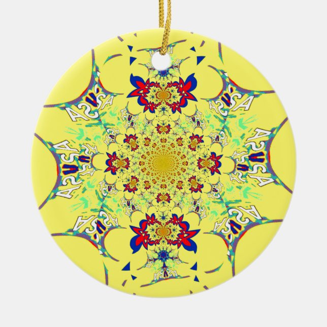 Ornamento De Cerâmica Design de Impressão de Arte com Damasco Brilhante  (Frente)