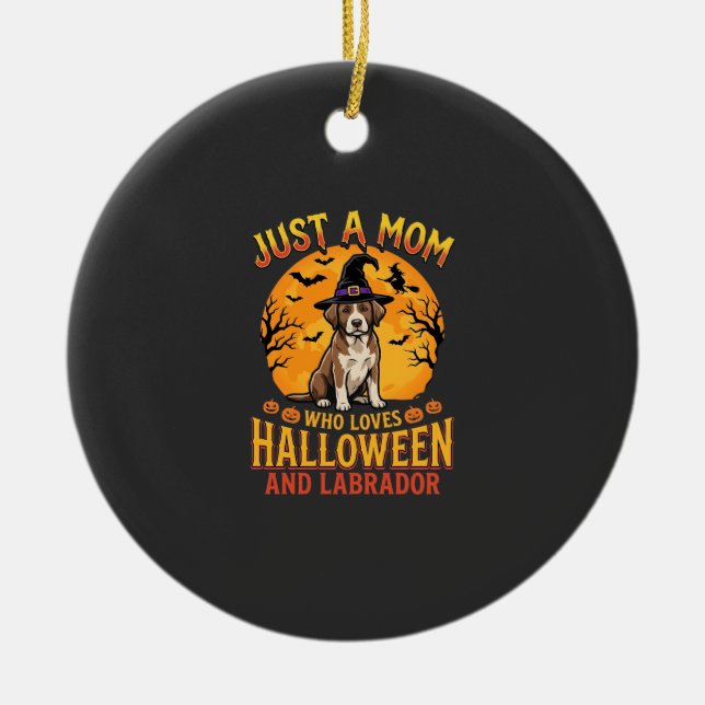Ornamento De Cerâmica Design de Mãe Labradores no Halloween Feiticeira C (Frente)