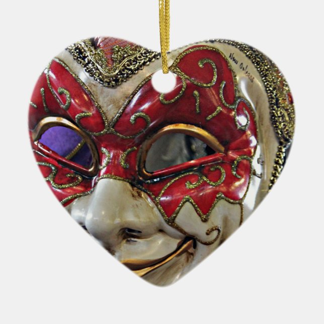 Ornamento De Cerâmica Design de máscara de carnaval (Frente)