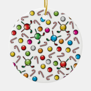 Ornamento De Cerâmica Design de Monograma de Golfer de Natal