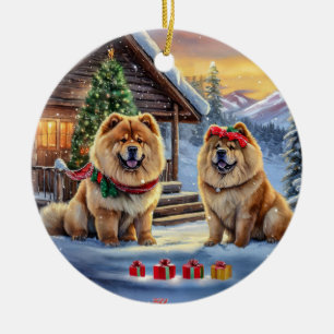 Ornamento De Cerâmica Design de Natal Chow 02 Por Rich AMeN Gill