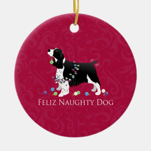 Ornamento De Cerâmica Design de Natal Springer Spaniel (Frente)