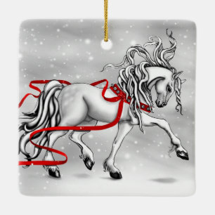 Ornamento De Cerâmica Design de Natal White Stallion