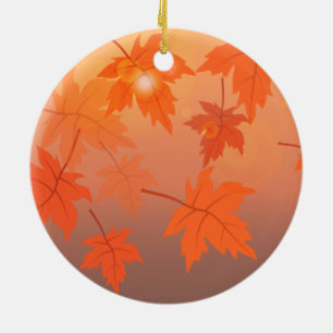 Ornamento De Cerâmica Design de outono com folhas de maple e efeito de c