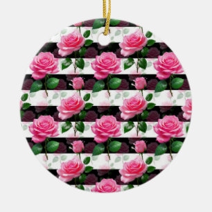 Ornamento De Cerâmica Design de Padrão de Rosa de Flor em Segundo Plano