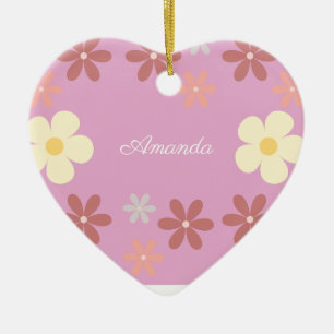 Ornamento De Cerâmica Design de Padrão Floral Personalizável