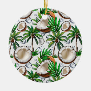 Ornamento De Cerâmica Design de Padrão Tropical de Árvore de Coco