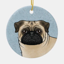Ornamento De Cerâmica Design de Raça de Cachorro Fawn Pug Mops Cabeça de