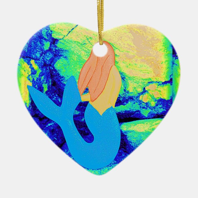 Ornamento De Cerâmica design de sereia (Frente)