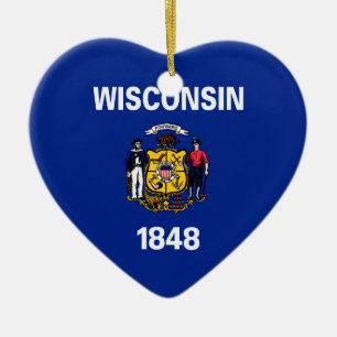 Ornamento De Cerâmica Design de Sinalizador do Estado de Wisconsin
