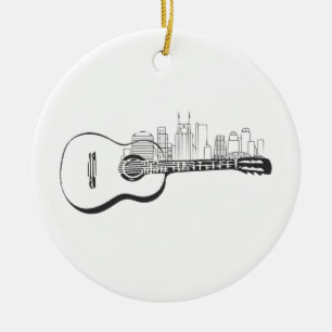 Ornamento De Cerâmica Design de Skyline Guitar de Nashville Tennessee