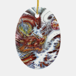 Ornamento De Cerâmica Design de Tatuagem do Dragão Japonês