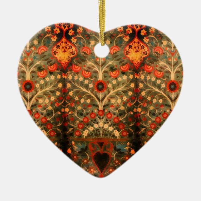 Ornamento De Cerâmica Design de têxtil indiano antigo - adicionar nome (Frente)